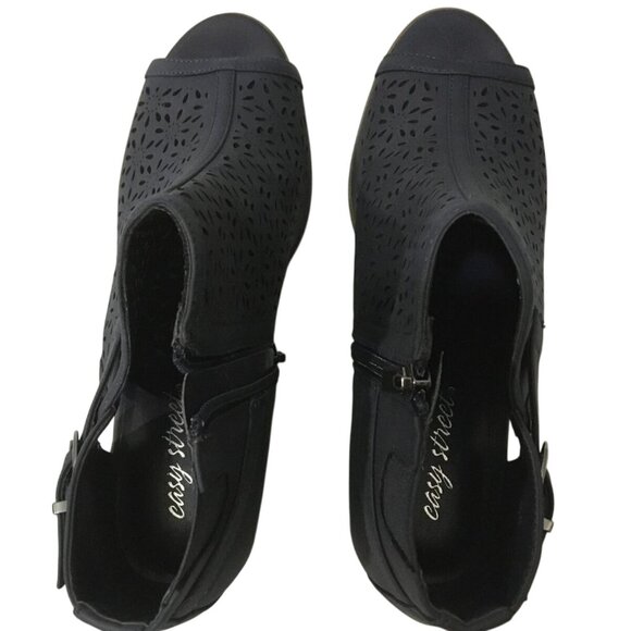 EASY STREET NAVY BLUE ANKLE BOOT SANDALS 10 N (NARROW)-NICE! - Picture 7 of 11